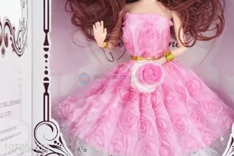 High quality 11.5inch 12joints solid 3D eyeball wedding dress doll for girls