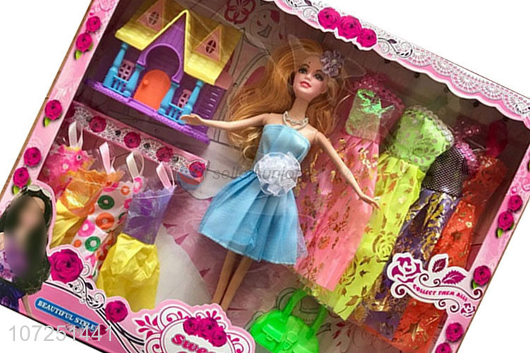 Best Selling Fashion Girls Doll With Dresses Set Toy