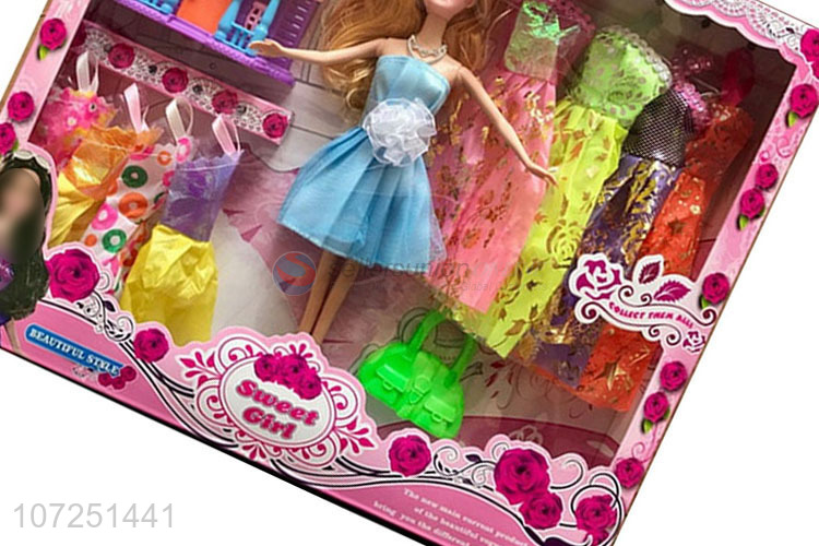 Best Selling Fashion Girls Doll With Dresses Set Toy