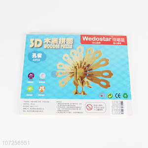 Delicate Design Cute Peafowl 3D Wooden  Puzzle Toy