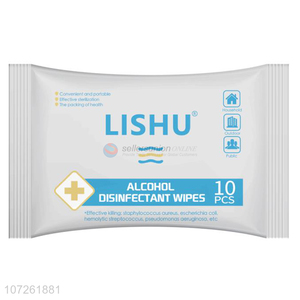 Good quality 10 sheets alcoholic disinfectant wipes spunlace non-woven wet wipes