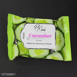 High Sales 30 Sheets Cucumber Make Up Cleansing Tissues