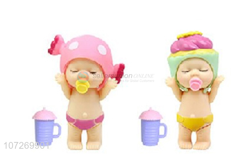 Hot selling lovely soft 3.5 inch reborn sleeping baby doll with feeding bottle and candy cap