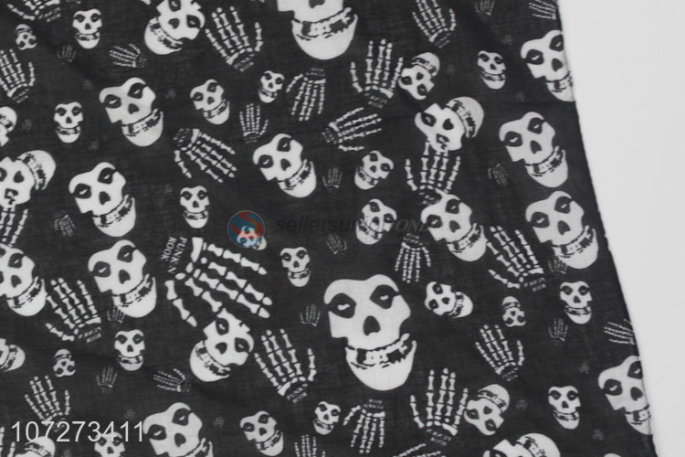 New design popular 100% cotton bandanas skull printed square necklace