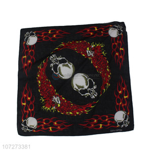 Latest design personalized cotton square bandana skull printed square headkerchief