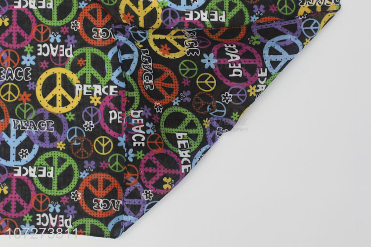 Best sale popular 100% cotton bandanas peace symbol printed square necklace