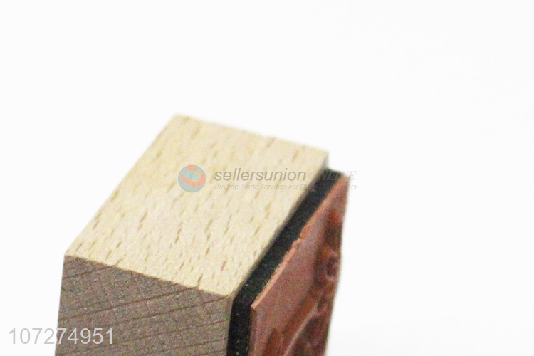 Promotional cheap square engraved wooden stamp with custom logo