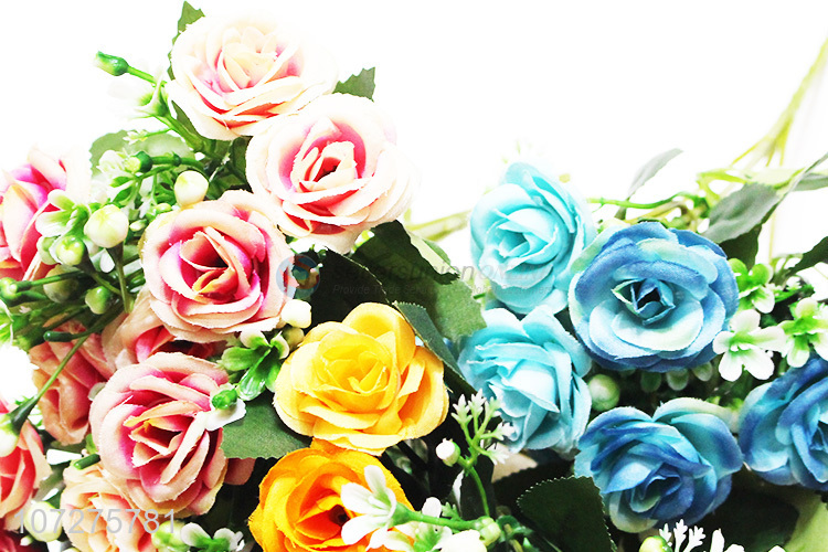 High Quality 10 Heads Small Rose Fashion Silk Cloth Flower