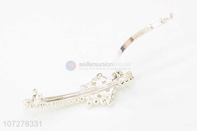 Wholesale Ladies Pearls Alloy Hair Clip Spring Clip