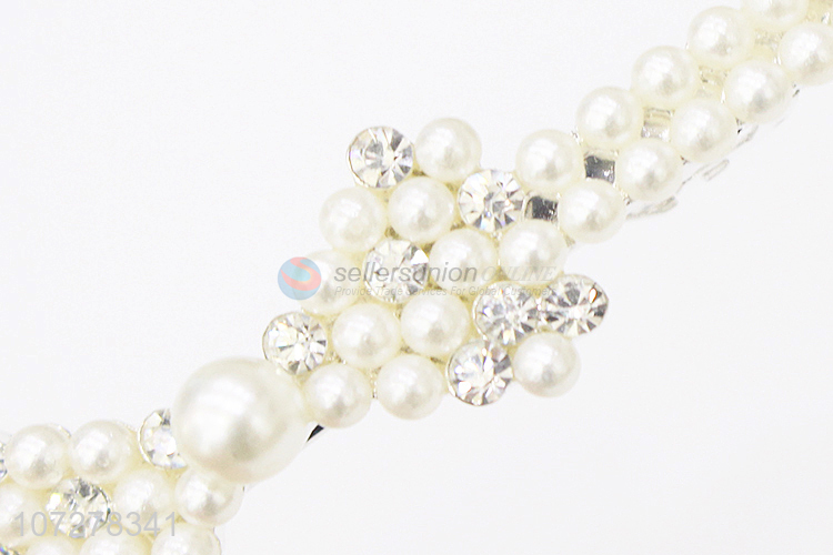 Fashion Style Pearls Hairpin Alloy Spring Clip Hair Clip