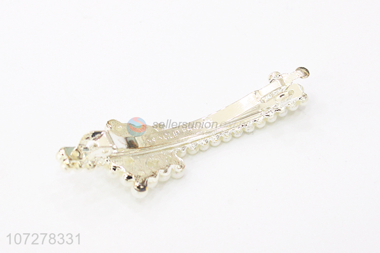 Wholesale Ladies Pearls Alloy Hair Clip Spring Clip