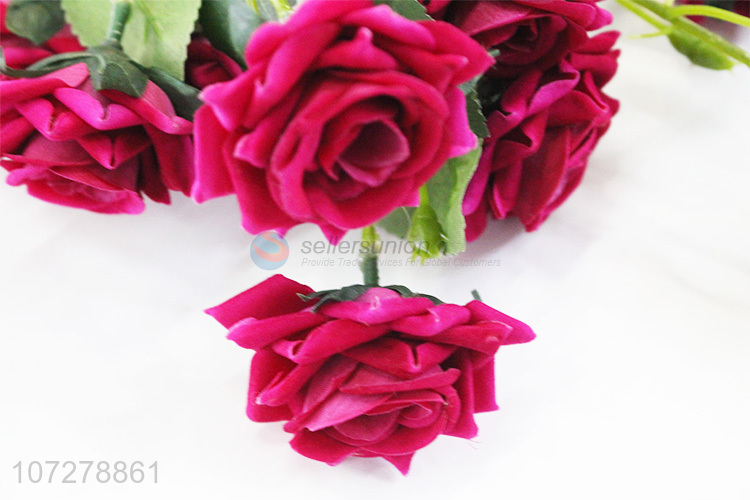 Recent design artificial cloth flower 9 heads simulation rose flower