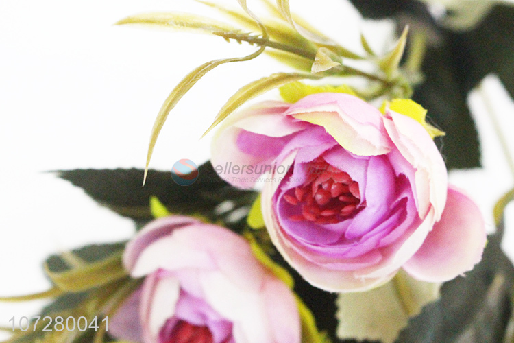 Top manufacturer decorative bouquet 6 heads false rose silk cloth flower