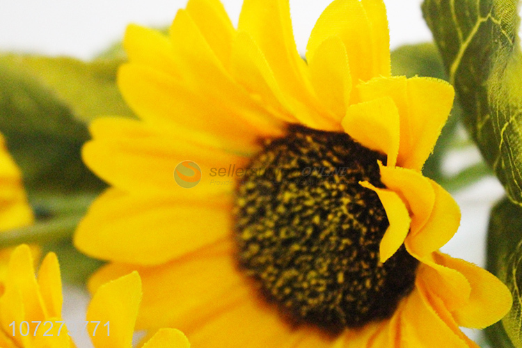 Recent design decorative bouquet 5 heads sunflower silk cloth flower