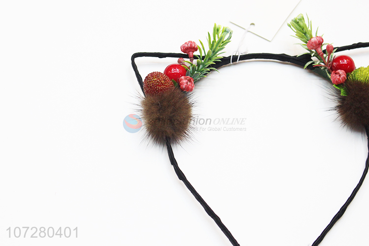 Wholesale Hair Clasp Headwear Party Artificial Flower Cat Ears Hairband