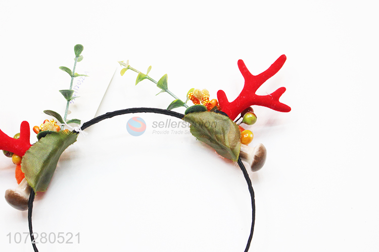 Fashion Christmas Deer Horn Flower Headband Hair Clip For Girls Ladies