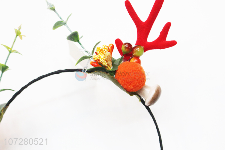 Fashion Christmas Deer Horn Flower Headband Hair Clip For Girls Ladies