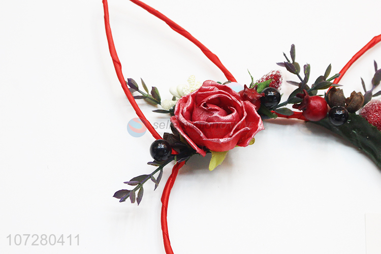 Best Price Artificial Flower Decoration Cat Ear Design Hairband