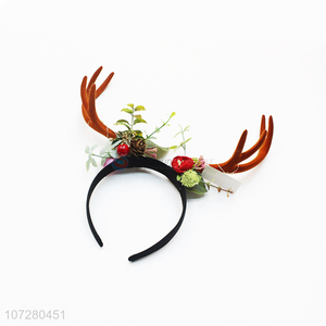 Hot Selling Girls Flower Antlers Hairband Funny Cute Deer Horn Christmas Hairbands