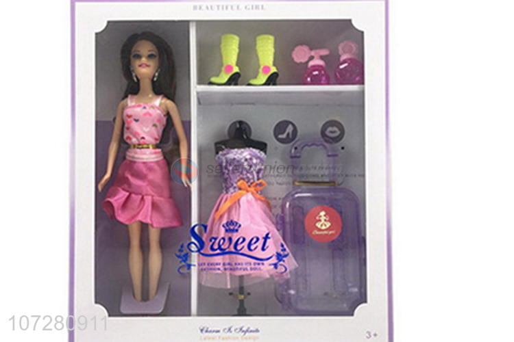 Popular Solid Body Beautiful Girls Doll With Fashion Accessories Set