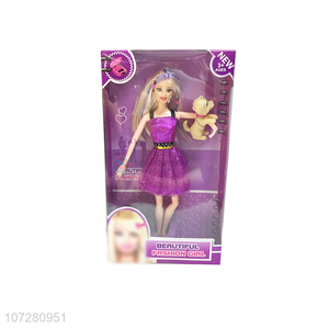 Fashion Solid Body Beauty Girl Doll With Pet Set