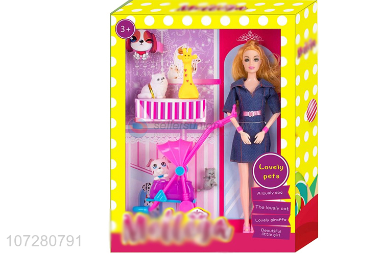 Newest 11 Joints Solid Body Doll With Pet Set Toy