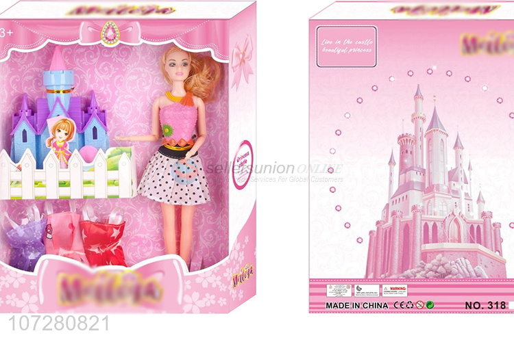 Hot Sale 11 Joints Solid Body Doll With Castle And Dresses Set