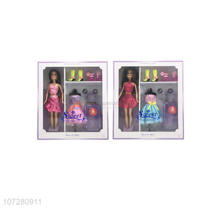 Popular Solid Body Beautiful Girls Doll With Fashion Accessories Set