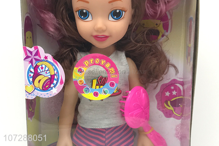 Hot Selling 14 Inch Music Baby Doll With Comb For Girls