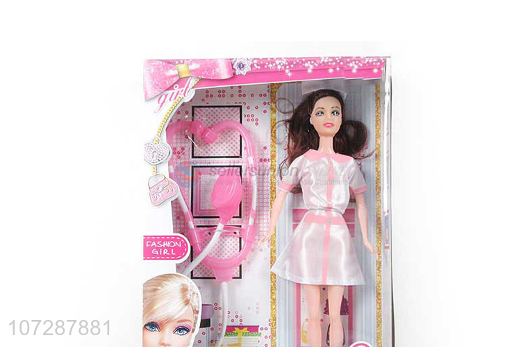 Good Sale 11.5 Inch Solid Body Nurse Doll With Accessories Set