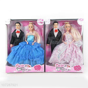 Custom 11.5 Inch Solid Body 11 Joints Wedding Couple Doll Set