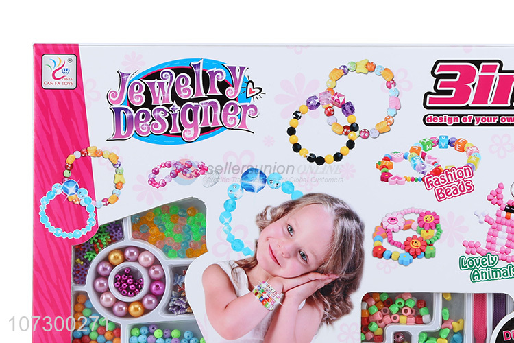 New Kids Craft Kits For Girls Plastic Beads Toys Making Diy Jewelry Set