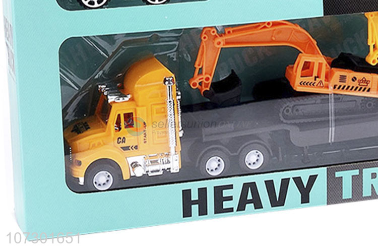 High Quality Plastic Inertial Trailer Friction Heavy Truck Toy Set For Childrens