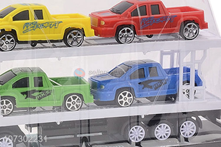 Promotional Inertial Trailer Car Heavy Truck Toys Set Carrying 4Pcs Cars For Boys