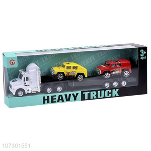 Hot Sale Inertial Heavy Trailer Friction Truck Toy With Two Cars For Kids