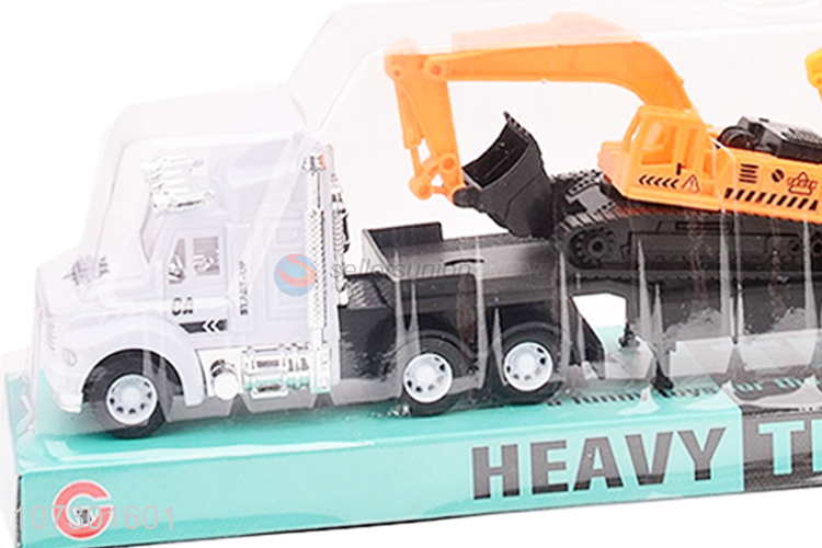 Premium Quality Inertial Heavy Trailer Truck Toy Carrying Two Excavator