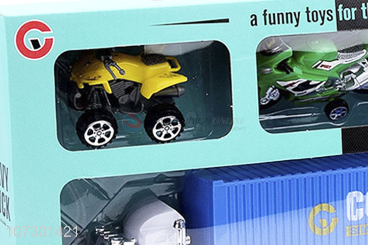 Promotional Kids Funny Toy Inertia Container Model Toys Set With 3Pcs Cars