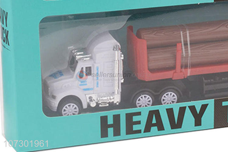 New Style Plastic Inertial Heavy Trailer Toy Truck With 3Pcs Cars Set