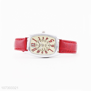 Hot Selling Red Watchband Rectangular Dial Watch For Women