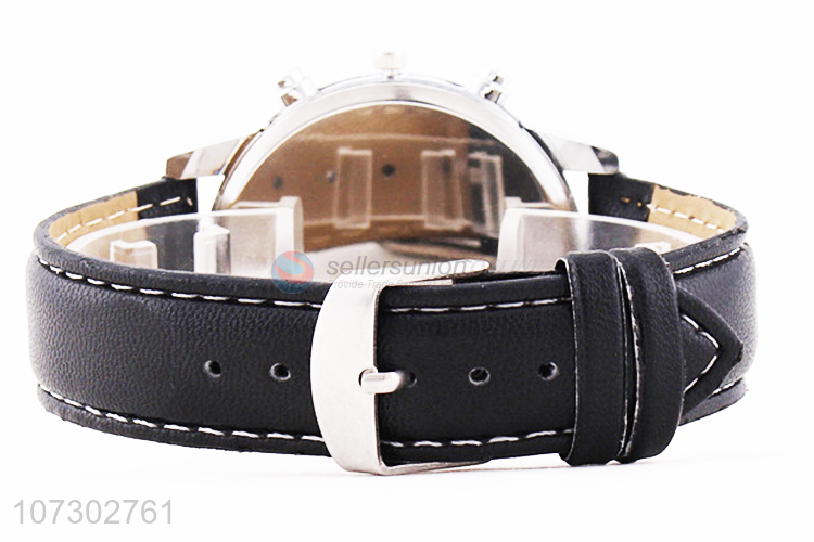 Best Sale Round Dial PU Leather Watchband Men Watch