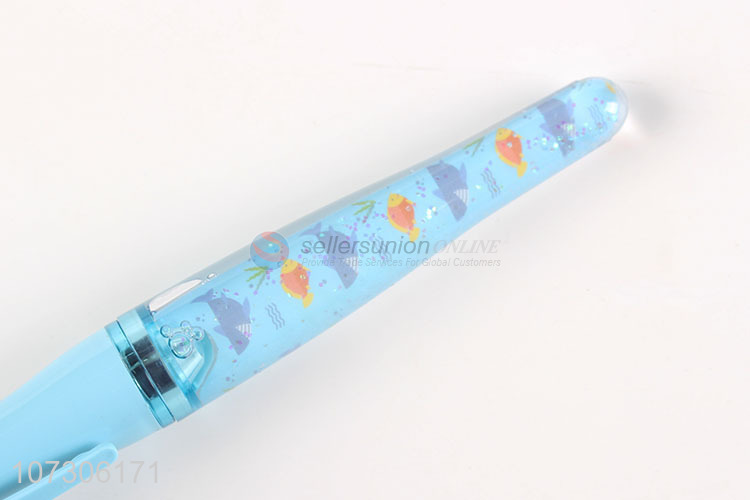 Attractive design cartoon printed flashing ball pen liquid ball-point pen