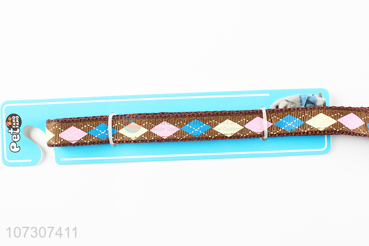 Reasonable price pet supplies fashion checks printed dog collar leash