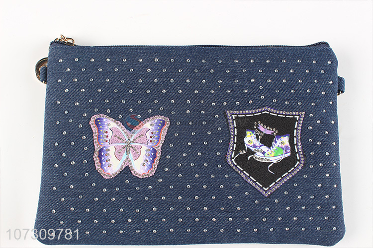 Latest style stylish women denim wallets ladies clutch bag