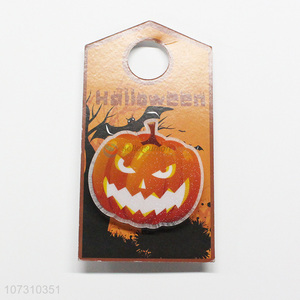 Cheap Price Pumpkin Pattern Led Fiber Optic Glowing Halloween Door Hanger