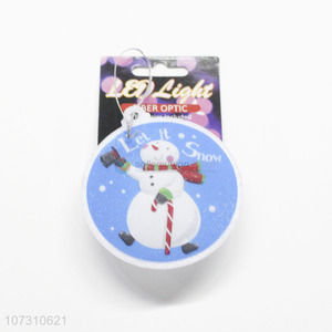 Reasonable Price Snowman Pattern Round Fiber Optic Glowing Christmas Led Light