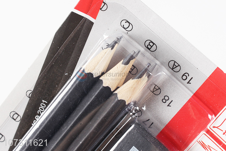 Custom Wooden Pencils With Eraser And Pencil Sharpener Set