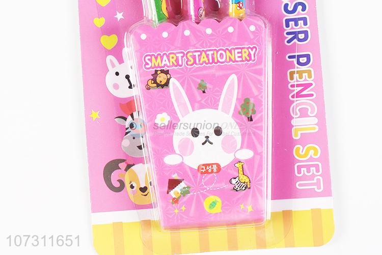 Best Sale Cartoon Animal Pattern Eraser Pencil Set