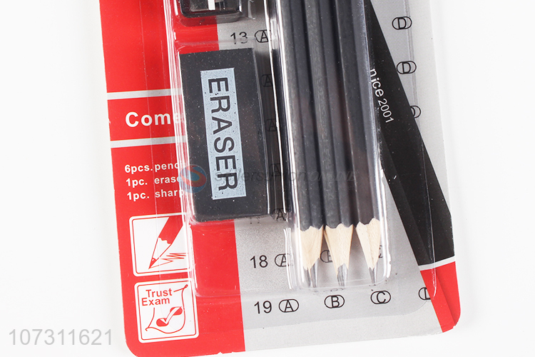 Custom Wooden Pencils With Eraser And Pencil Sharpener Set