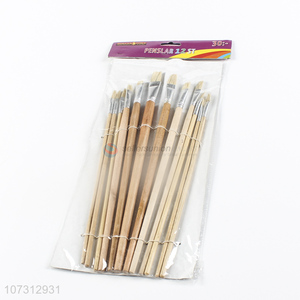 Hot products art supplies 12pcs wooden handle painting brush watercolor paintbrush