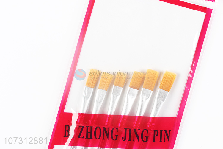 Latest style art tools 6pcs plastic handle watercolor painting brush oil paintbrush